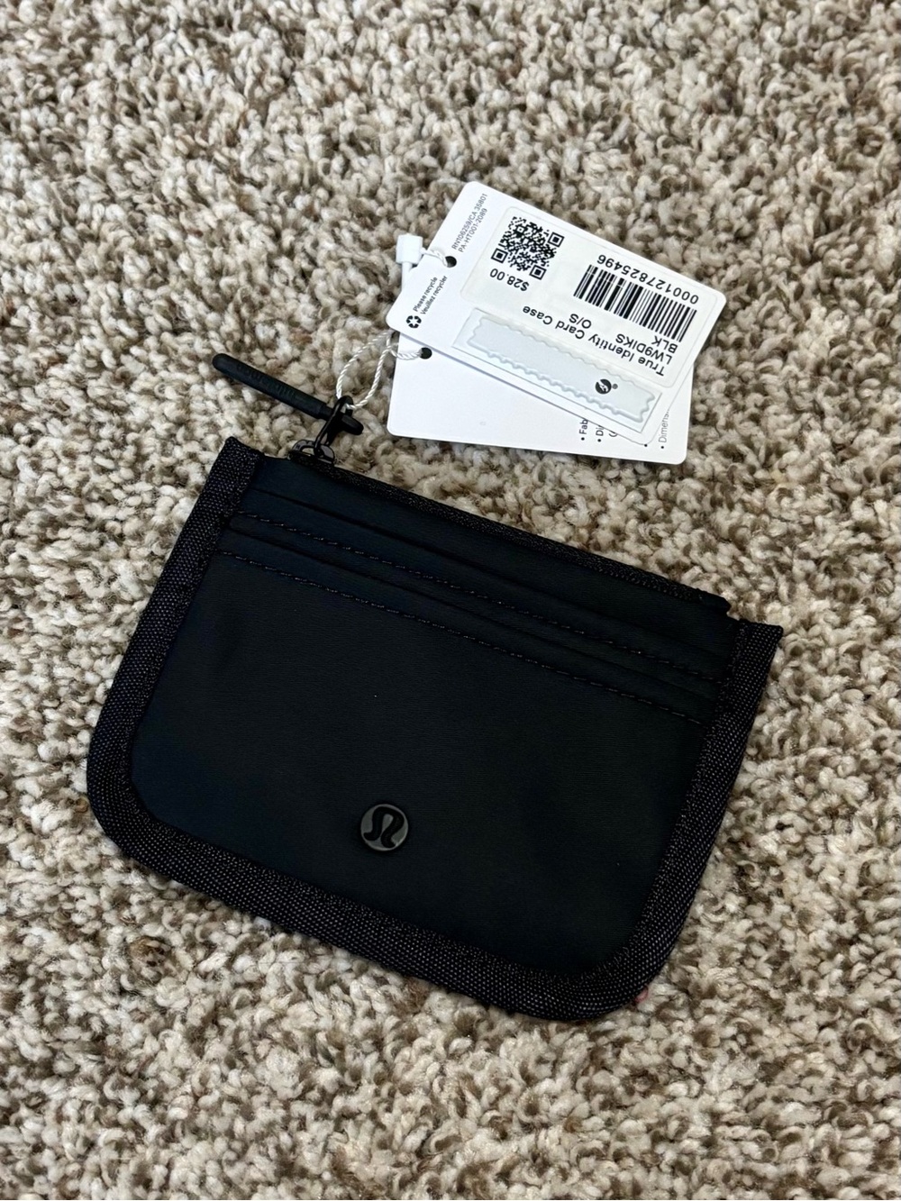 lululemon athletica Black Slim Card Wallet with Zip